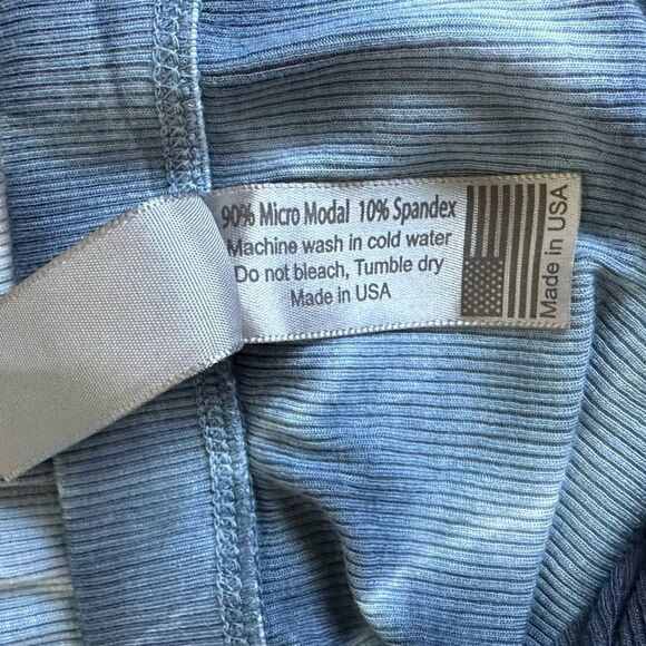 Go Couture Women’s Cut Blue Tie Dye Faux Wrap Midi A-Line Ribbed Skirt Size L - Picture 5 of 5